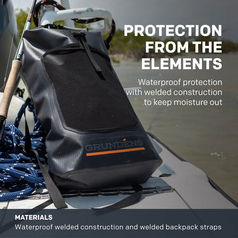 Grundéns Bootlegger Roll Top Backpack | Waterproof, 30L, Anchor
