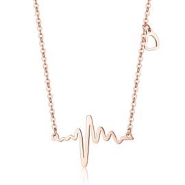 Zillaly Women's Nurse Necklace, Fashion Heartbeat Necklace, Adjustable, 14K Gold, for Elegant Ladies