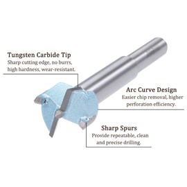 Kozelo Forstner Drill Bit - [20 mm] Tungsten Carbide Drill Opener for Wood Furniture Hinge Woodworking Use Round Shank Light Blue