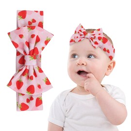Pejlnd Strawberry Headband - 1Pcs Baby Strawberry Turban Headband Bow Fruit Hair Band for Newborn Infant Baby Toddlers Girls Gifts