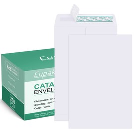 Eupako Catalog Envelopes 6x9 Small White Envelopes Self Seal 250 Pack for Mailing, Organizing, Storage