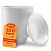 Shefa Pack of 100 White Bowls - Plastic Bowls for