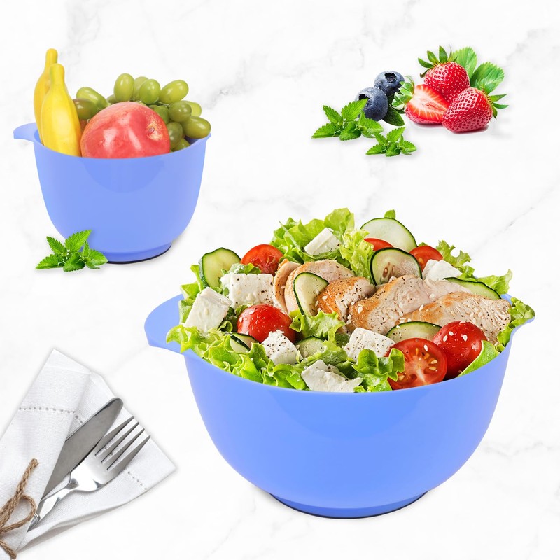 BoxedHome Mixing Bowl Set Plastic Salad Bowl Non-Slip Stackable Serving