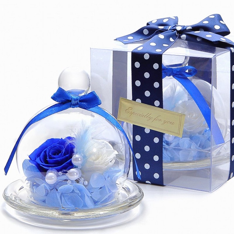 TEATSIGHT Preserved Flower Arrangement, Wrapped, In a Glass Pot, 2 Flowers