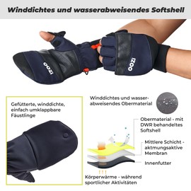 OOZi Winter Gloves for Men and Women, Touchscreen Gloves, Warm Windproof Work Gloves for Hiking, Running, Cycling, Car Trips (Black, M)