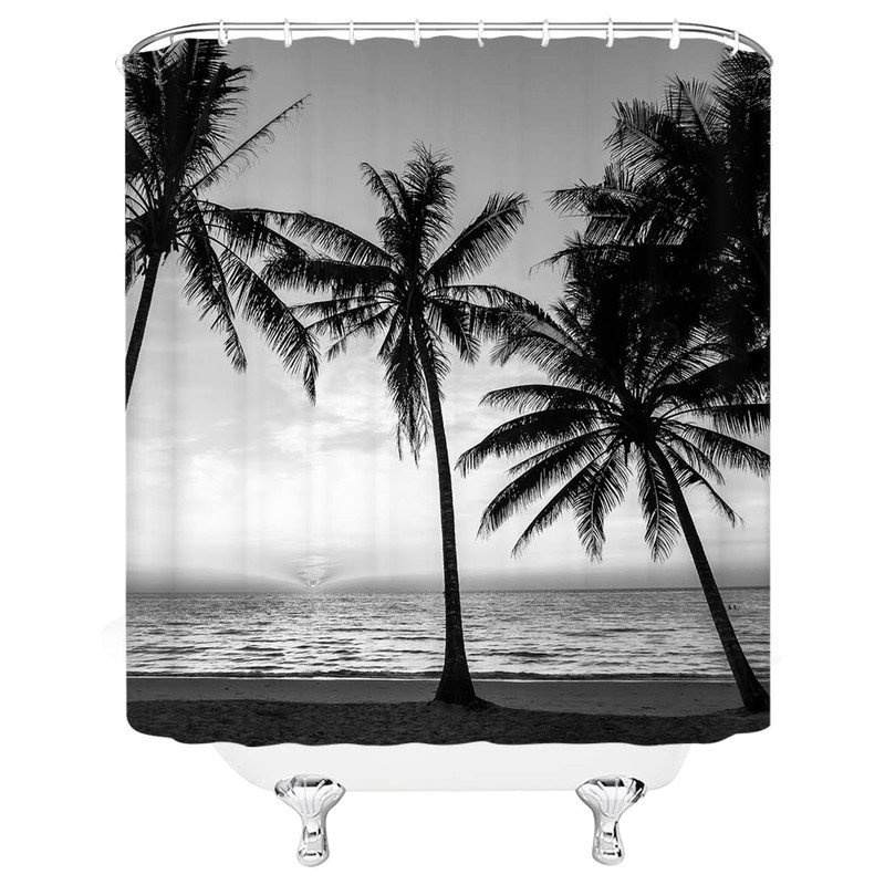 CCXTCZ Black and White Palm Tree Shower Curtain Hawaii Beach
