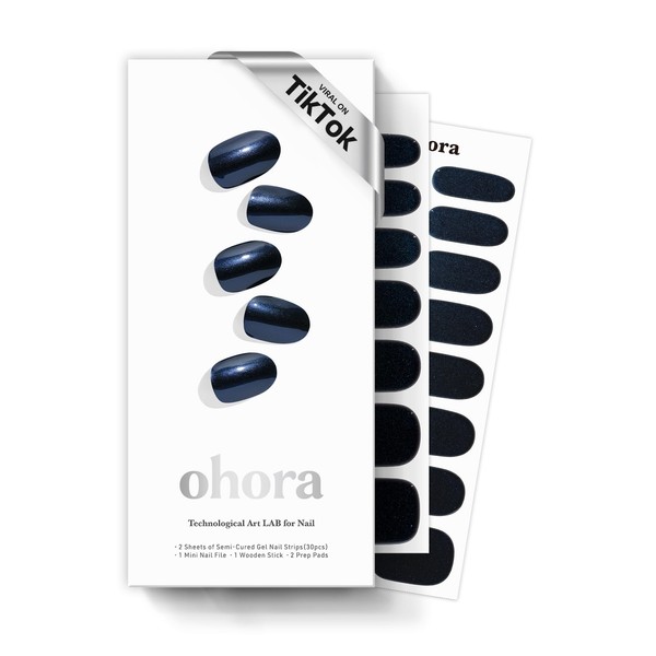 ohora Semi Cured Gel Nail Strips (N Navy Chrome) -
