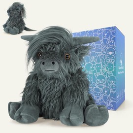Gift Ideas, 10" 1.5 lbs Heatable & Coolable Plush Black Highland Cow Heat Pad, Microwavable Plant Scented Heating Patches, Flaxseeds Hot Pack - Color: Highland Cow Bundle