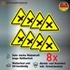 Pack of 8 Warning Stickers 6 x 5 cm Hazardous