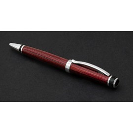 Xezo Incognito Brass Twist Action Medium Ballpoint Pen. Guilloche Enamel in Burgundy Red Color. Limited Edition, Serialized