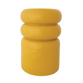 Creative Co-Op Round Enameled Metal Stool with Gold Interior, Yellow