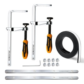 POWERTEC Track Saw Guide Rail Accessory Kit for Festool, Makita and DeWalt, Includes 55" Guide Rail Splinter Guard Replacement Strip, 2PK 7" Track Saw Clamps and 2PK Guide Rail Connectors (72046)