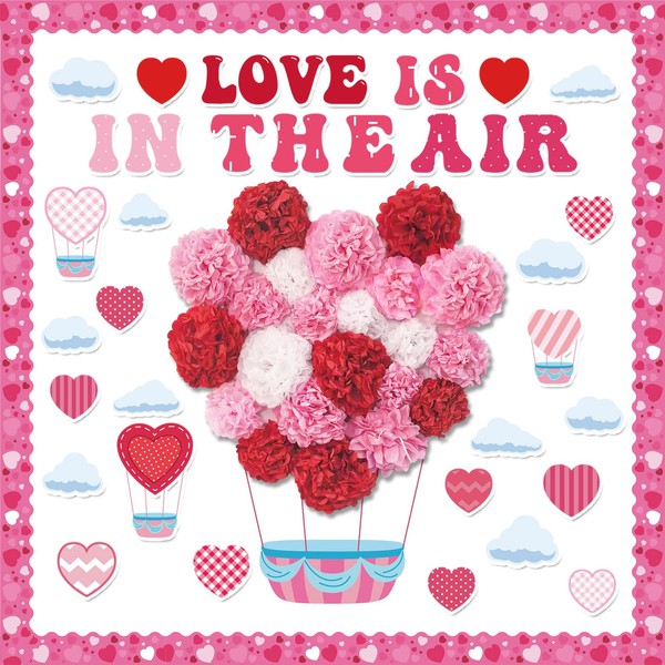 Valentine's Day Bulletin Board Decoration 3D Pink Red Heart Paper