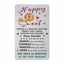 Levole 13th Birthday Gifts for Girls, 13 Year Old Girls Gift Ideas, 13th Birthday Decorations for Girls, 13th Birthday Gifts for Daughter, Metal Birthday Cards for 13 Year Old Granddaughter