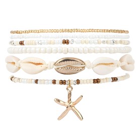 YREYBN Shell Jewellery Set, Starfish Shells Summer Beach Beaded Bracelets, Shell Bracelet, Boho Bracelets for Holiday and Beach