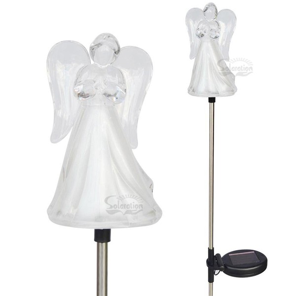 Solar Wholesale 1053-2 A Set of Two Frosty Praying Angels Solar Garden Stake LED Lights
