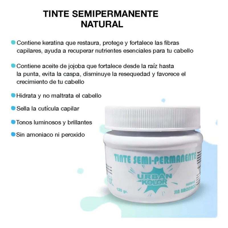 Tintes Fantasia Para Cabello Semipermanente Sin Amoniaco Tono Natural