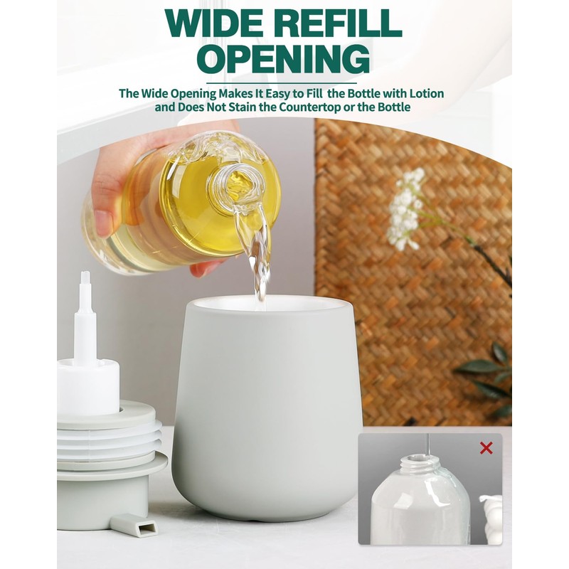 Bosilunlife Foaming Soap Dispenser - Beige Grey Ceramic Soap Dispenser