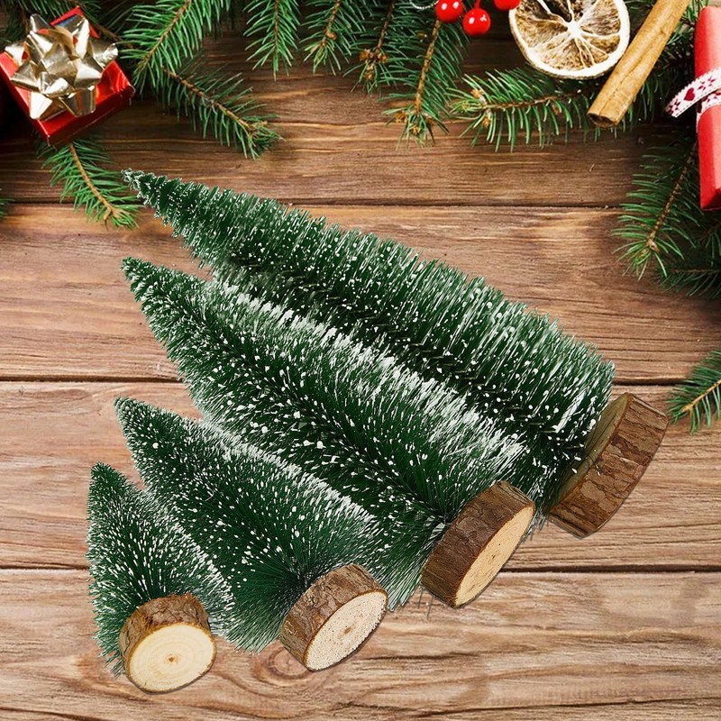 Fuyuleyo 6Pcs Mini Christmas Tree Bottle Brush Trees, Miniature Snow