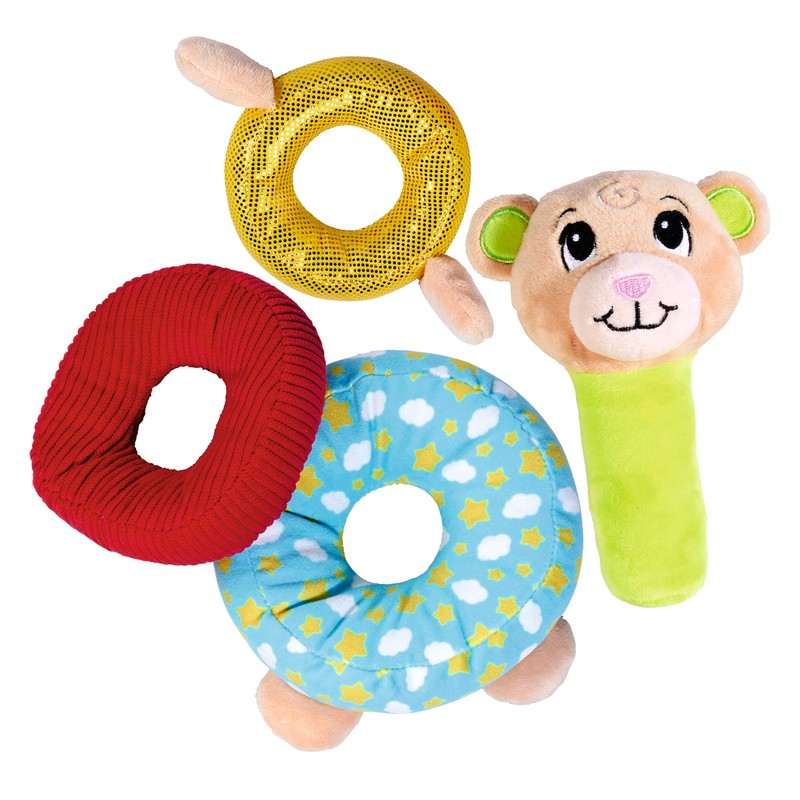 ABC Teddy Plush Stacking Ring with Rod Grasping Toy and