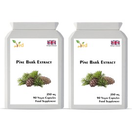 Pine Bark Extract 250 mg | 90 Vegan Capsules | High Potency Antioxidant Dietary Supplement |(Pack of 2)