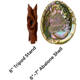 NessaStores 2 pc | Abalone Shell 6"-7" Inches & Tripod Stand 6 Inches | Beautiful All Natural Smudge Bowl - Perfect for Smudge Sticks, Incense Sticks and a Sage Smudge Kit. JC-213-B
