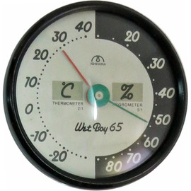 Ishihara Thermometer Manufacturing No.12C 2.6 inch (65 mm) Round Thermo-Hygrometer, Wet Boy, 0.8 inches (21 mm)