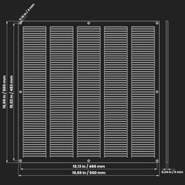 Repa Market Black Air Vent Cover 20" x 20" Inch (Outer Dimensions) - Steel Return Air Grilles - for Ceiling and Sidewall - HVAC - with Protection Screen (19.68" x 19.68" Inch)