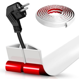 Floor Cord Cover Self Adhesive Cord Hider Floor 10FT Floor Cable Management Power Cord Protector Floor Electric Cord Covers for Offices, Gym, Exhibitions, Cable Cavity:0.39"(W) x 0.27"(H) White