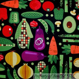 Signature BonEful Fabric FQ Cotton Quilt Vegetable Garden Market Bag Veggie Sweet Pea Food