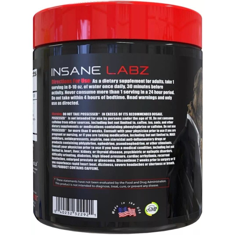 Insane Labz Possessed Premium Test Boosting Pre-Workout 30 Servings Watermelon