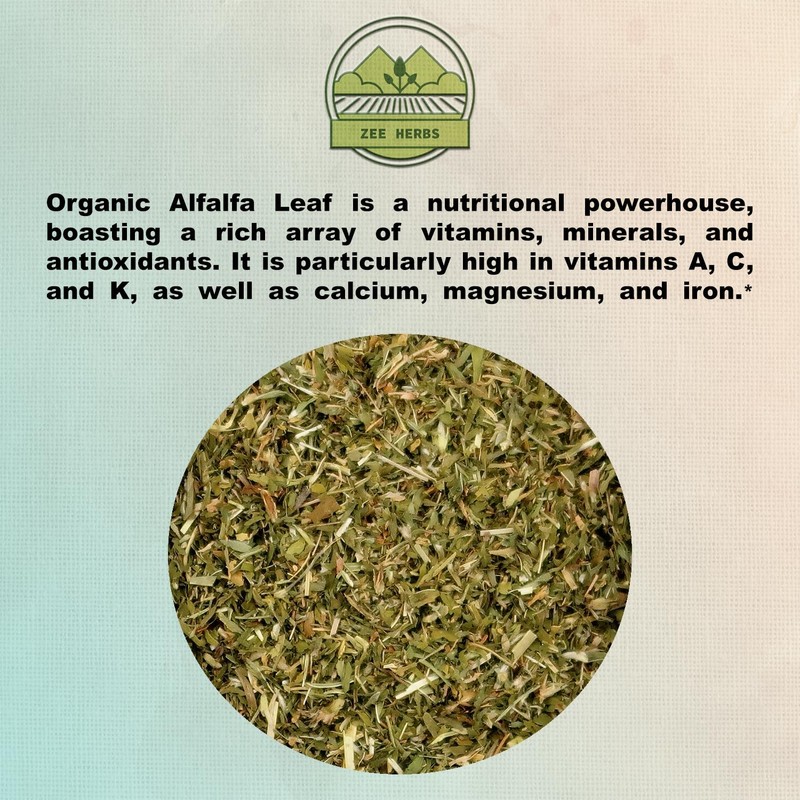 ZeeHERBS Organic Alfalfa Leaf 4 oz. (113g) Pack, USDA Certified