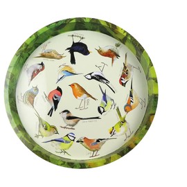 Colourful Round Tin Tea/Drinks Tray - British GARDEN BIRDS Design - 32 cm