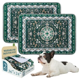 Homimp Washable Pee Pads for Dogs, 2 Pack Reusable Puppy Pads Waterproof, Absorbent and Leakproof Dog Pee Pads, Non Slip Puppy Training Pads, Pet Mat for Floor, Crate, Couch, Whelping,Green, 24"x36"