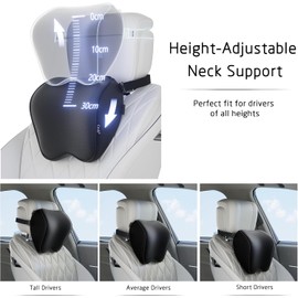 Crofy - Pack de 2 Almohadas para el Cuello del Coche, con Espuma viscoelástica, Correa Ajustable, Funda extraíble y Transpirable, diseño ergonómico y cómodo