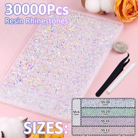 TINKRSTUFF 30000Pcs Resin Rhinestones for Bedazzling with Tweezers, Transparent AB Rhinestones for Crafting with 3Pcs 10ml B7000 Jewelry Glue for DIY Crafts Clothing Tumblers Shoes Fabric Nail Art