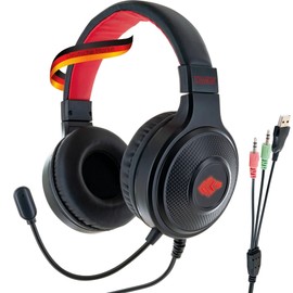 SCHWAIGER GHS1000 013 Headset Headphones Over-Ear LED Lighting Flexible Microphone Foam Ear Pads Adjustable Headphone Strap USB Noise Cancelling Wired 2.0 m