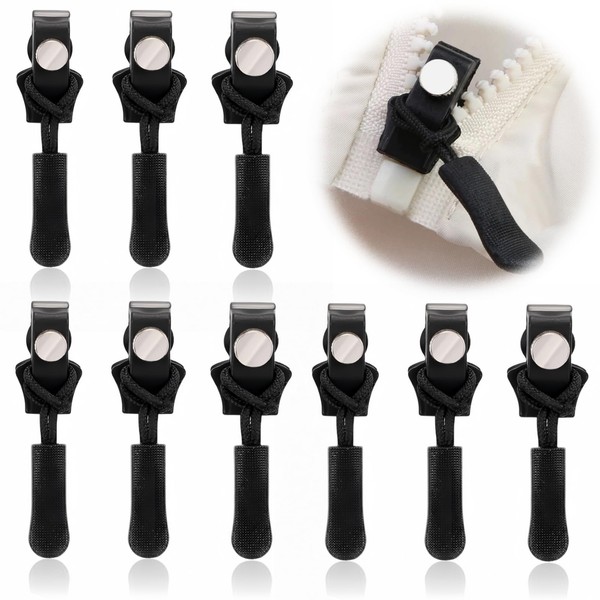 Yuchengxiang 9 Pcs Black Fix Zip Puller Instant Zipper Puller