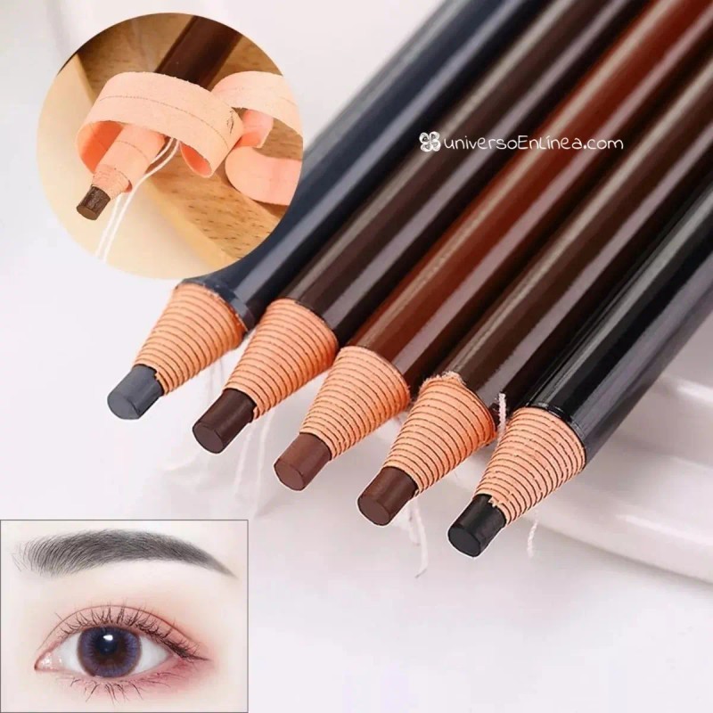 Lápiz Delineador Diseño Cejas + Brocha Doble Punta Kit 3pz