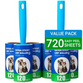 FHISKUNYU Fusselroller Tierhaare Set mit 720 Blatt – 2 Griffe & 6 Rollen, Hochklebriger Fusselroller Kleidung für Sofa, Teppich, Möbel