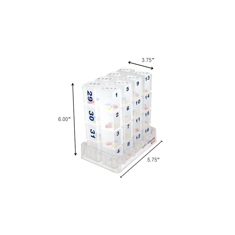 MedCenter Monthly Pill Organizer – 31-Day Pill System with Daily