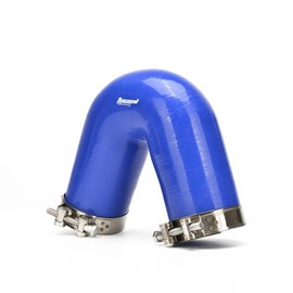 Tucool Racing 4-Ply Silicone 135 Degree Elbow Connector Joiner 3" Turbo Hose Pipe Intercooler Turbo Air Intake Pipe Length 170mm Thickness 5mm with T-Bolt Clamps (Blue, 76mm (3"))