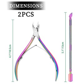 BZKSER Cuticle Remover - 2 Pieces Cuticle Scissors with Cuticle Pusher Set - Precise Cuticle Clippers and Under-Nail Cleaning Set for Salon or Home Use (Multipurpose)