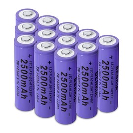 14500 Rechargeable Battery 2500mAh 3.7Volt Lithium Batteries Button Top 12 Pack 14500 Battery for Headlamp Flashlight