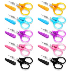 KFHENSOMR Small Craft Scissors 10 Pcs Small All Purpose Scissors with Protective Cover Tiny Travel Sharp Mini Sewing Scissor Stainless Steel Multi-Color Set for Embroidery Paper Cutting Sewing