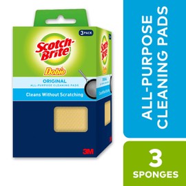 Scotch-Brite Dobie Pads, Dobie Sponge for All Purpose Cleaning of Kitchen, Bathroom, and Household, Non Scratch Dobie Cleaning Pads Safe for Non-Stick Cookware, 3 Dobie Pads