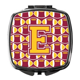 Caroline's Treasures CJ1081-ESCM Letter E Football Maroon and Gold Compact Mirror Decorative Travel Makeup Mirror for Women Girls Gifts Pocket Makeup Mirror Folding Handheld