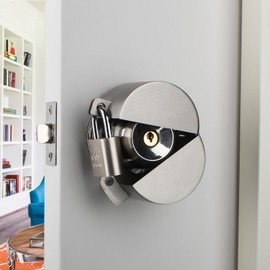 TEMEILI Door Handle/Knob Lock Out Device,Metal Stainless Steel,Cover to Disable The Doorknob/Faucet, Prevents Turning and Operating of Door Knob and Access to Keyhole, (with Padlock) Childproof