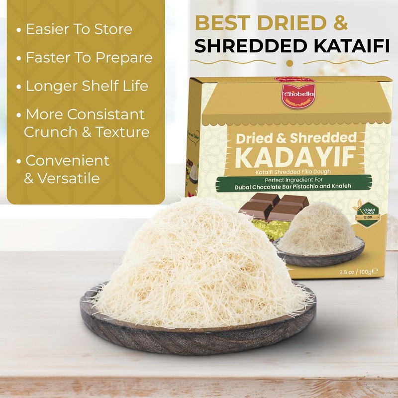 Chobella Premium Kataifi Shredded Fillo Dough 100 g (3.5 Oz),