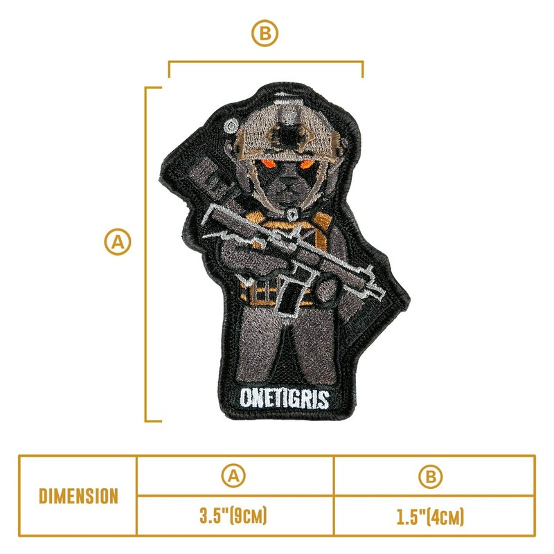 OneTigris Dog Embroidery Morale Patch Mascot Patch/Woven Fabric Velcro Patch